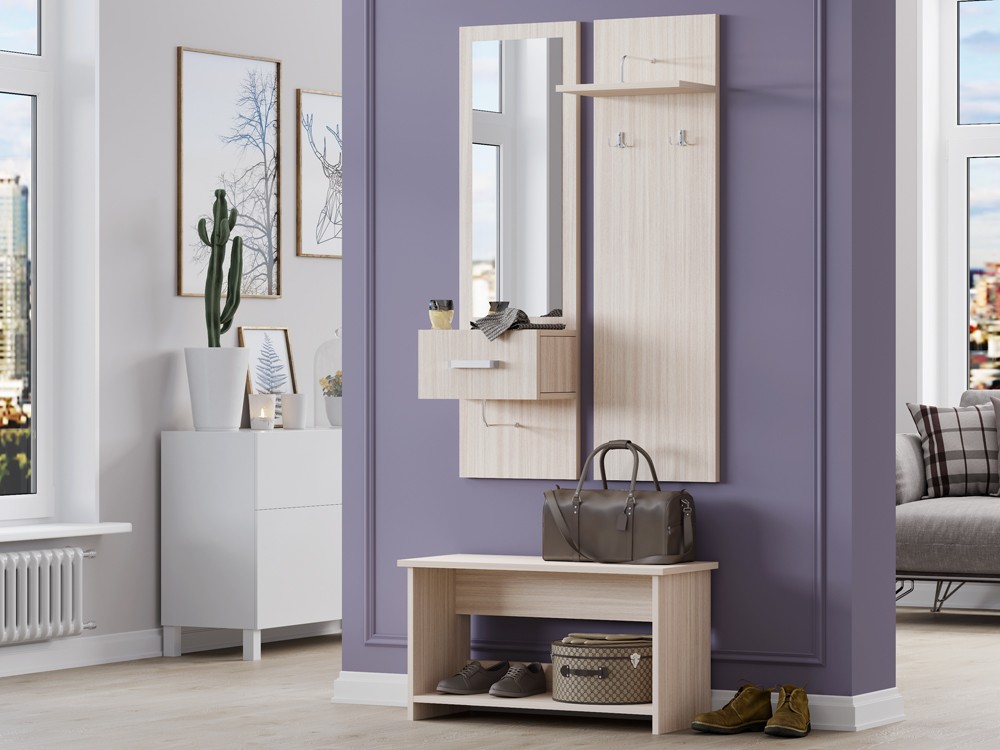 Прихожая Вавилон-12 Ясень Шимо Светлый (0,85х1,95х0,35)