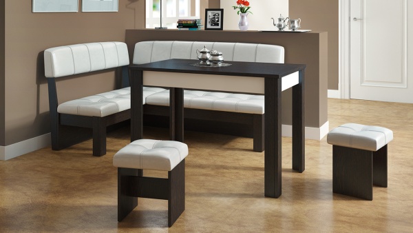 Кухонный уголок «Альфа» Венге Цаво/Белый Кожзам