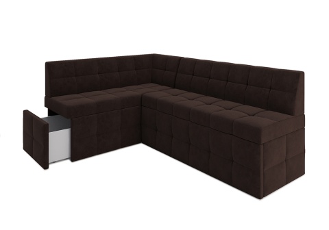 Кухонный угловой диван дельфин Атлантис велюр коричневый