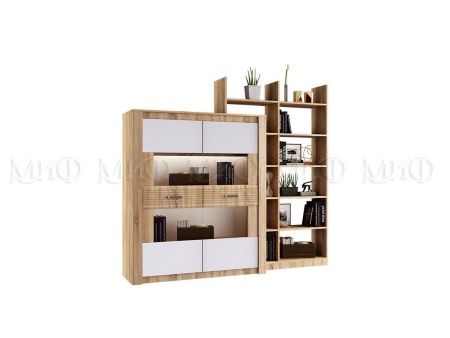 Шкаф для Посуды Тиона Сонома/Белый (Ш-2060 мм x В-1856 мм x Г-438 мм)