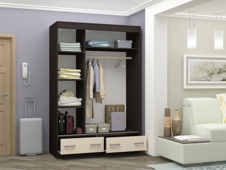 Шкаф-Купе Майа  №1 с Зеркалом Венге/Белфорт (Ш-1500 х В-2216 х Г-576 мм)