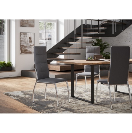 Комплект стульев Юджин (4 шт), хром рогожка серая